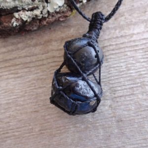 Black Lava and Apache Tears macrame necklace for men, protection jewelry, healing stones and crystal jewelry, gift for dad, husband, him | Natural genuine Apache Tears necklaces. Buy handcrafted artisan men's jewelry, gifts for men.  Unique handmade mens fashion accessories. #jewelry #beadednecklaces #beadedjewelry #shopping #gift #handmadejewelry #necklaces #affiliate #ad