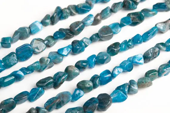 Genuine Natural Blue Apatite Loose Beads Grade Aa Pebble Nugget Shape 7-9mm