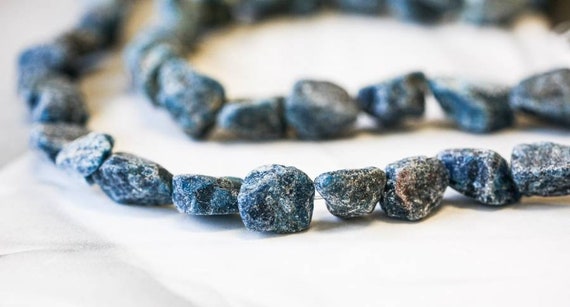 M/ Blue Apatite 12-15x Mm Rough Nugget Beads Size Varies 16" Strand Natural Blue Apatite Gemstone Raw Nugget For Crafts For Jewelry Making