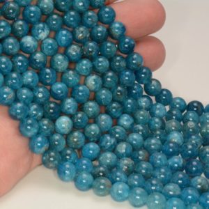 Shop Apatite Beads! 8MM Connoisseur Blue Apatite Gemstone Grade AAA Round 8MM Loose Beads 7.5 inch Half Strand LOT 1,2,6,12 and 50 (90106946-123) | Natural genuine beads Apatite beads for beading and jewelry making.  #jewelry #beads #beadedjewelry #diyjewelry #jewelrymaking #beadstore #beading #affiliate #ad