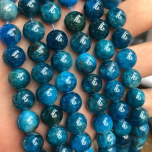 Shop Apatite Round Beads! Blue Apatite Beads, Natural Gemstone Beads, Round Stone Beads 4mm 6mm 8mm 10mm 15'' | Natural genuine round Apatite beads for beading and jewelry making.  #jewelry #beads #beadedjewelry #diyjewelry #jewelrymaking #beadstore #beading #affiliate #ad