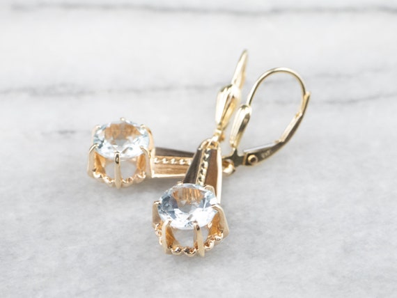 Vintage Style Aquamarine Drop Earrings, Bridal Jewelry, Dangle Earrings, March Birthstone, Gifts For Her, 14k Gold Aqua Earrings Al5efdnm