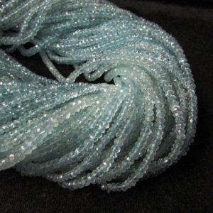 Shop Aquamarine Faceted Beads! 3.5mm Aquamarine Rondelle Beads Faceted Gemstone, Aquamarine Beads Rondelle Faceted Gemstone, 13.5" Strand Aquamarine Faceted Beads Gemstone | Natural genuine faceted Aquamarine beads for beading and jewelry making.  #jewelry #beads #beadedjewelry #diyjewelry #jewelrymaking #beadstore #beading #affiliate #ad