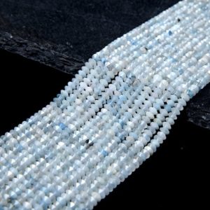 Shop Aquamarine Faceted Beads! 3X2MM Aquamarine Gemstone Natural Grade AA Bicone Faceted Rondelle Saucer Beads 15 inch Full Strand (80009277-P25) | Natural genuine faceted Aquamarine beads for beading and jewelry making.  #jewelry #beads #beadedjewelry #diyjewelry #jewelrymaking #beadstore #beading #affiliate #ad