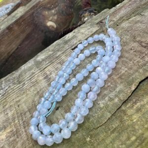 Shop Aquamarine Faceted Beads! Natural Blue Round Gorgeous sparkling faceted Aquamarine rounds 4.5mm / Tonal variance  /  Blue Spacer Beads | Natural genuine faceted Aquamarine beads for beading and jewelry making.  #jewelry #beads #beadedjewelry #diyjewelry #jewelrymaking #beadstore #beading #affiliate #ad