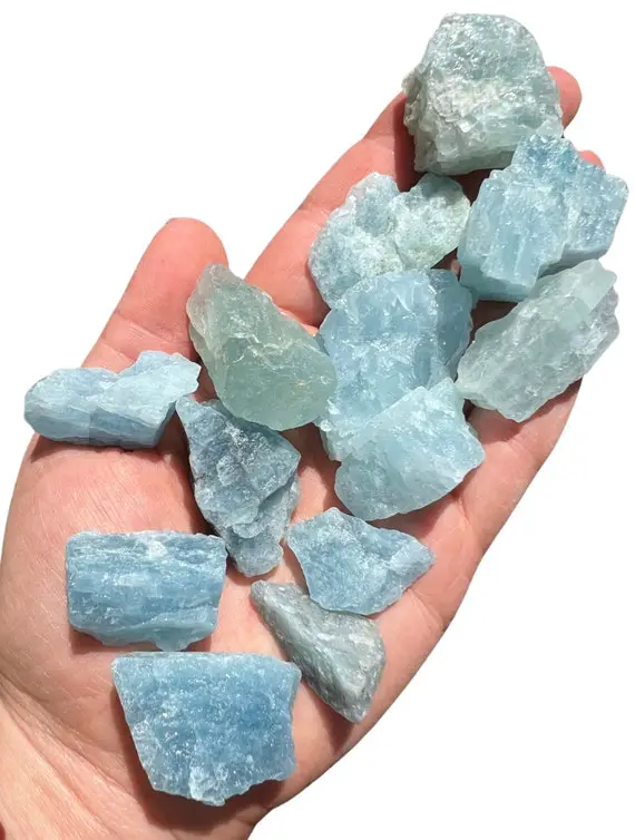 Raw Aquamarine Crystal (.75" - 3.5") Grade A+ Raw Aquamarine Stone - Natural Aquamarine Raw - Genuine Aquamarine - Raw Aquamarine Crystals