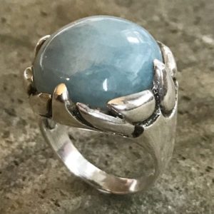 Aquamarine Ring, Natural Aquamarine, March Birthstone, Vintage Rings, Large Stone, Large Ring, Large Statement Ring, Solid Silver Ring | Natural genuine Gemstone rings, simple unique handcrafted gemstone rings. #rings #jewelry #shopping #gift #handmade #fashion #style #affiliate #ad