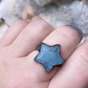 Aquamarine ring, star ring, celestial ring, boho ring, March birthstone | Natural genuine Gemstone rings, simple unique handcrafted gemstone rings. #rings #jewelry #shopping #gift #handmade #fashion #style #affiliate #ad
