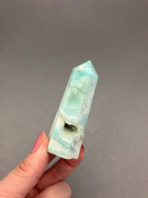 Blue Aragonite Crystal Point (3 1/4" Tall) Metaphysical Crystal Collection Meditation Stone Point Generator Crystal Witch Gift Idea For Her