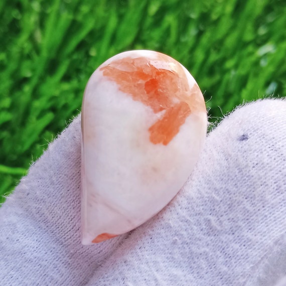 Attractive !top Quality 100% Natural Pink Scolecite Pear Shape Cabochon Loose Gemstone For Making Jewelry 20.00 Ct. 20x30x6 Mm Cj-63