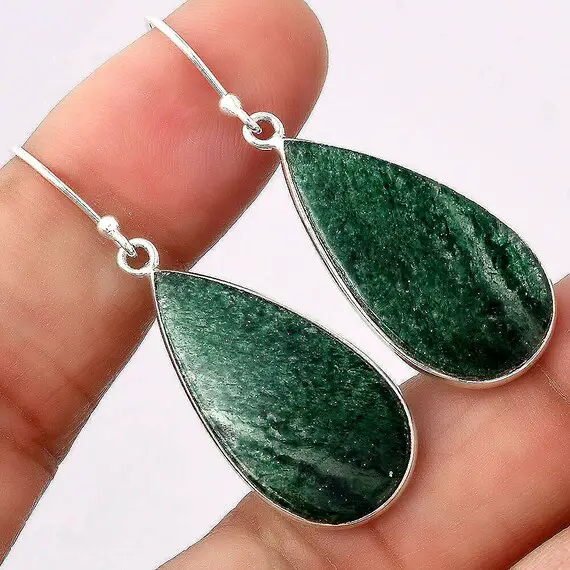 Sale, Adorable Aventurine Earrings, 925 Silver, One Of A Kind