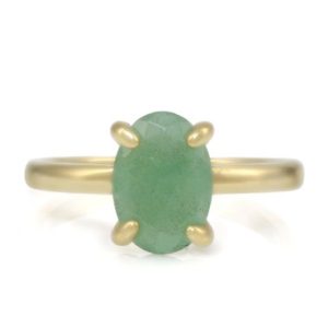 Green Aventurine Ring · 24k Gold Ring · Stacking Ring · Green Stone Ring · Gemstone Ring · Gold Stackable Ring · Oval Solitaire Ring | Natural genuine Array jewelry. Buy crystal jewelry, handmade handcrafted artisan jewelry for women.  Unique handmade gift ideas. #jewelry #beadedjewelry #beadedjewelry #gift #shopping #handmadejewelry #fashion #style #product #jewelry #affiliate #ad