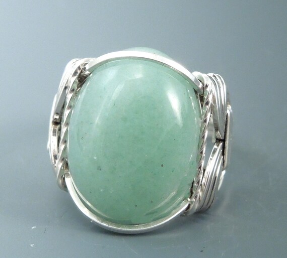 Sterling Silver Aventurine Wire Wrapped Ring