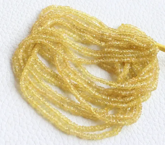Awesome Natural Yellow Sapphire Beads, 2.5--3-mm, 15 Inches Strand Natural Yellow Sapphire Faceted Rondelle Beads Yellow Sapphire Beads