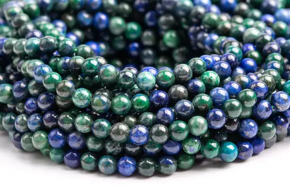 Green & Blue Azurite Gemstone Grade Aaa Round 4mm 5-6mm 8mm 10mm Loose Beads