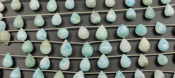 Aaa+ Quality Blue Larimar Faceted Drops Gemstone Beads,natural Larimar Side Drill Teardrops Briolette Beads, Larimar Beads For Jewelry
