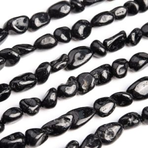 Shop Black Tourmaline Beads! Genuine Natural Black Tourmaline Loose Beads Grade AA Pebble Nugget Shape 7-9mm | Natural genuine beads Black Tourmaline beads for beading and jewelry making.  #jewelry #beads #beadedjewelry #diyjewelry #jewelrymaking #beadstore #beading #affiliate #ad