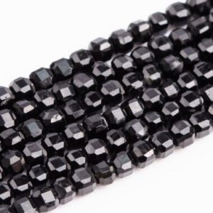 Shop Black Tourmaline Faceted Beads! Genuine Natural Black Tourmaline Beveled Edge Faceted Cube Shape 2MM | Natural genuine faceted Black Tourmaline beads for beading and jewelry making.  #jewelry #beads #beadedjewelry #diyjewelry #jewelrymaking #beadstore #beading #affiliate #ad
