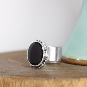 Black Tourmaline Ring, Root Chakra Ring, Empath Protection, Adjustable Ring, Meditation Ring | Natural genuine Array jewelry. Buy crystal jewelry, handmade handcrafted artisan jewelry for women.  Unique handmade gift ideas. #jewelry #beadedjewelry #beadedjewelry #gift #shopping #handmadejewelry #fashion #style #product #jewelry #affiliate #ad