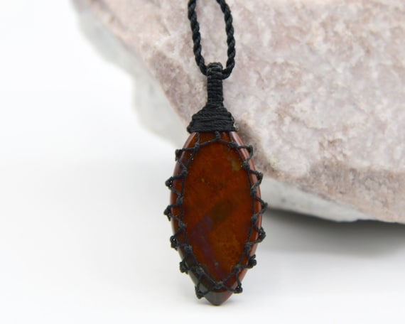 Red Bloodstone Necklace For Women And Men, Unique Red Pendant Necklace, Semi Precious Stone Jewelry, Birthday Gift For Her/ Him