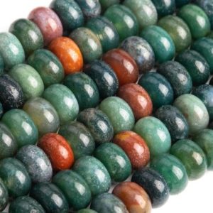 Shop Bloodstone Rondelle Beads! Genuine Natural Dark Green Blood Stone Loose Beads Rondelle Shape 6x4mm 8x5mm | Natural genuine rondelle Bloodstone beads for beading and jewelry making.  #jewelry #beads #beadedjewelry #diyjewelry #jewelrymaking #beadstore #beading #affiliate #ad