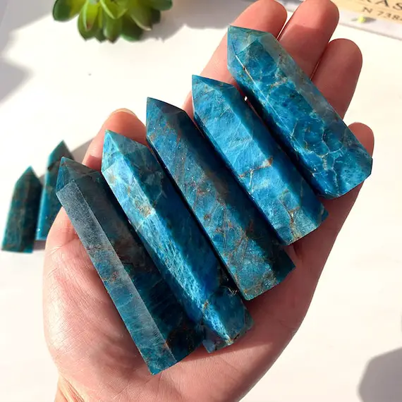 Blue Apatite Tower-apatite Crystal Tower-apatite Points-apatite Obelisk Wand-real Crystal Healing Stones-apatite Wand-crystal Home Decor