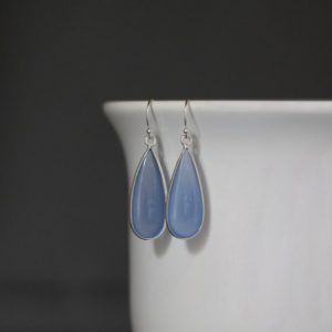 Shop Blue Chalcedony Earrings! Blue Chalcedony Earrings – Blue Gemstone Earrings – Blue and Silver Earrings – Silver Bezel Earrings – Teardrop Earrings | Natural genuine Blue Chalcedony earrings. Buy crystal jewelry, handmade handcrafted artisan jewelry for women.  Unique handmade gift ideas. #jewelry #beadedearrings #beadedjewelry #gift #shopping #handmadejewelry #fashion #style #product #earrings #affiliate #ad