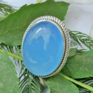 Shop Blue Chalcedony Rings! Attractive Sterling Silver BLUE CHALCEDONY Ring, Silver Ring, Gift For Her, Unique Gift Ring, Designer Ring, Gemstone Ring, Handmade Ring, | Natural genuine Blue Chalcedony rings, simple unique handcrafted gemstone rings. #rings #jewelry #shopping #gift #handmade #fashion #style #affiliate #ad