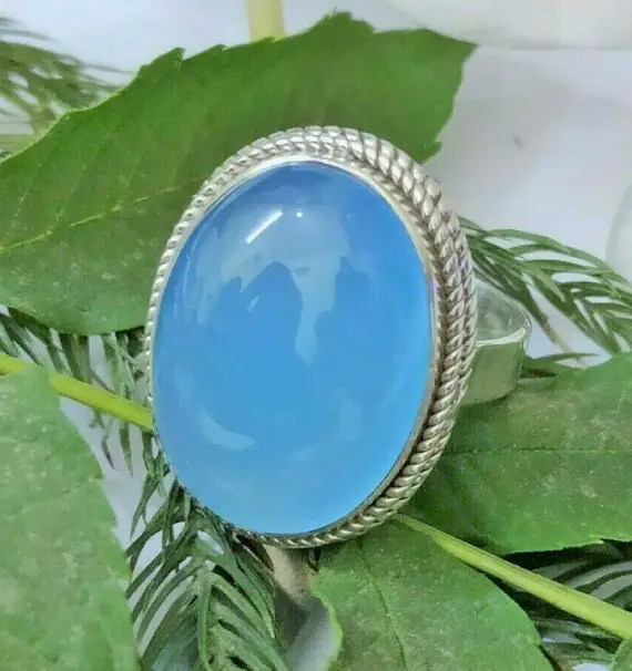 Attractive Sterling Silver Blue Chalcedony Ring, Silver Ring, Gift For Her, Unique Gift Ring, Designer Ring, Gemstone Ring, Handmade Ring,
