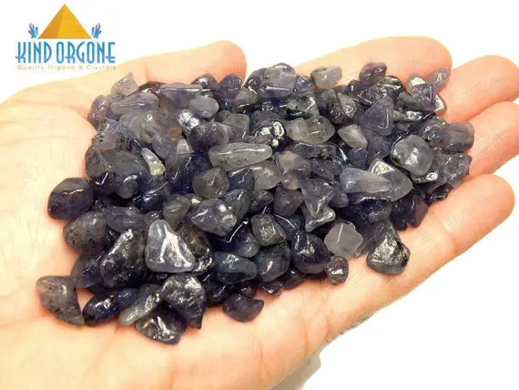 Blue Iolite Tumbled Crystal Chips Mix, Small Undrilled Stones, Healing Crystals- Pick 4oz, 8oz, 1lb, 2lbs