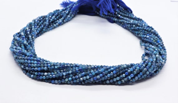 Blue Kyanite Faceted Rondelle Beads 2.75-3mm Kyanite Rondelle Beads Natural Kyanite Micro Faceted Gemstone Kyanite Wholesale Beads