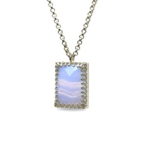 Shop Blue Lace Agate Pendants! Blue Lace Agate Necklace  · Silver Agate Pendent · Blue Pendant Necklace · Rectangle Pendant · Long Custom Crown Necklace | Natural genuine Blue Lace Agate pendants. Buy crystal jewelry, handmade handcrafted artisan jewelry for women.  Unique handmade gift ideas. #jewelry #beadedpendants #beadedjewelry #gift #shopping #handmadejewelry #fashion #style #product #pendants #affiliate #ad