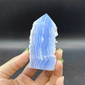 3.1" Blue Lace Agate Point Tower Blue Lace Agate Druzy Geode Slice Tower Stone Standing Point Meditation Tool Healing Reiki BT-05 | Natural genuine stones & crystals in various shapes & sizes. Buy raw cut, tumbled, or polished gemstones for making jewelry or crystal healing energy vibration raising reiki stones. #crystals #gemstones #crystalhealing #crystalsandgemstones #energyhealing #affiliate #ad