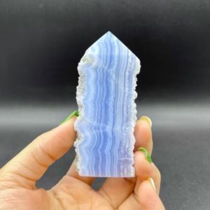 3.4" Blue Lace Agate Point Tower Blue Lace Agate Druzy Geode Slice Tower Stone Standing Point Meditation Tool Healing Reiki BT-08 | Natural genuine stones & crystals in various shapes & sizes. Buy raw cut, tumbled, or polished gemstones for making jewelry or crystal healing energy vibration raising reiki stones. #crystals #gemstones #crystalhealing #crystalsandgemstones #energyhealing #affiliate #ad