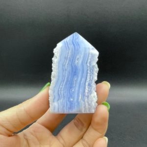 2.6" Blue Lace Agate Point Tower Blue Lace Agate Druzy Geode Slice Tower Stone Standing Point Meditation Tool Healing Reiki BT-07 | Natural genuine stones & crystals in various shapes & sizes. Buy raw cut, tumbled, or polished gemstones for making jewelry or crystal healing energy vibration raising reiki stones. #crystals #gemstones #crystalhealing #crystalsandgemstones #energyhealing #affiliate #ad