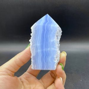 3.2" Blue Lace Agate Point Tower Blue Lace Agate Druzy Geode Slice Tower Stone Standing Point Meditation Tool Healing Reiki BT-06 | Natural genuine stones & crystals in various shapes & sizes. Buy raw cut, tumbled, or polished gemstones for making jewelry or crystal healing energy vibration raising reiki stones. #crystals #gemstones #crystalhealing #crystalsandgemstones #energyhealing #affiliate #ad