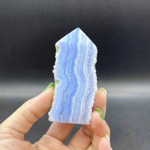 Shop Blue Lace Agate Points & Wands! 3.1" Blue Lace Agate Point Tower Blue Lace Agate Druzy Geode Slice Tower Stone Standing Point Meditation Tool Healing Reiki BT-04 | Natural genuine stones & crystals in various shapes & sizes. Buy raw cut, tumbled, or polished gemstones for making jewelry or crystal healing energy vibration raising reiki stones. #crystals #gemstones #crystalhealing #crystalsandgemstones #energyhealing #affiliate #ad