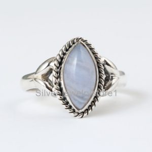 Shop Blue Lace Agate Rings! Natural Blue Lace Agate Ring, 925 Silver Rings, Marquise Blue Lace Agate Ring, Women Rings, Gemstone Ring, Blue Agate Ring, Silver Ring | Natural genuine Blue Lace Agate rings, simple unique handcrafted gemstone rings. #rings #jewelry #shopping #gift #handmade #fashion #style #affiliate #ad