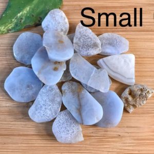 Shop Tumbled Blue Lace Agate Crystals & Pocket Stones! Polished Blue Lace Agate tumbled stone crystal | Natural genuine stones & crystals in various shapes & sizes. Buy raw cut, tumbled, or polished gemstones for making jewelry or crystal healing energy vibration raising reiki stones. #crystals #gemstones #crystalhealing #crystalsandgemstones #energyhealing #affiliate #ad