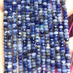 Shop Sodalite Rondelle Beads! Blue Sodalite Faceted Beads, Natural Gemstone Beads,  Nice Cut Rondelle Stone Beads 3x4mm 15'' | Natural genuine rondelle Sodalite beads for beading and jewelry making.  #jewelry #beads #beadedjewelry #diyjewelry #jewelrymaking #beadstore #beading #affiliate #ad