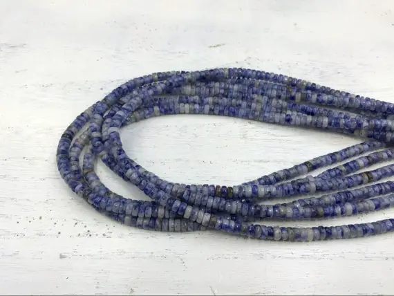Blue Sodalite Heishi Beads 4x2mm Blue Spot Jasper Rondelle Tyre Spacer Beads Gemstone Rondelles Beading Supplies 15.5"/full Strand