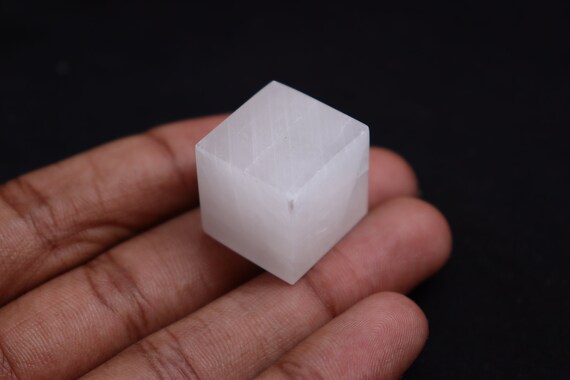 White Calcite Cube Stone,  Healing Specimen Mined In Rhodope Mountains In Bulgaria, Crystal Cube, Healing Stone, Pocket Stone, Calcite Cube