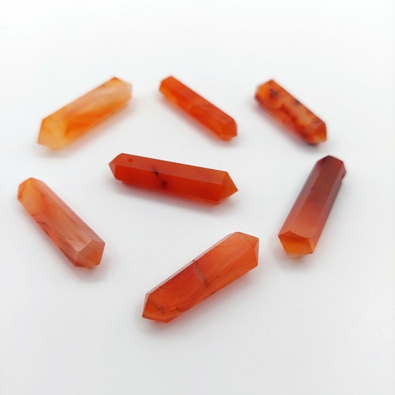 Carnelian Double Terminated Points, Top Drilled Gemstone Beads, Natural Gemstone Points, Red Carnelian Gemstone Wand