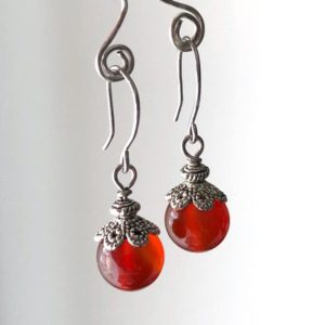 Shop Carnelian Earrings! Carnelian Earrings red orange natural stone dangle drops simple modern classic everyday birthday holiday gift for her women 6682 | Natural genuine Carnelian earrings. Buy crystal jewelry, handmade handcrafted artisan jewelry for women.  Unique handmade gift ideas. #jewelry #beadedearrings #beadedjewelry #gift #shopping #handmadejewelry #fashion #style #product #earrings #affiliate #ad