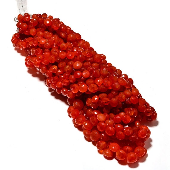 Natural Faceted 18" 1 Strand Carnelian Onion Shape Beads 7-8mm Gemstone Beads