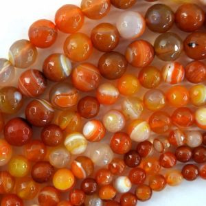 Faceted Orange Red Stripe Carnelian Round Beads 14.5" Strand 6mm 8mm 10mm | Natural genuine beads Array beads for beading and jewelry making.  #jewelry #beads #beadedjewelry #diyjewelry #jewelrymaking #beadstore #beading #affiliate #ad