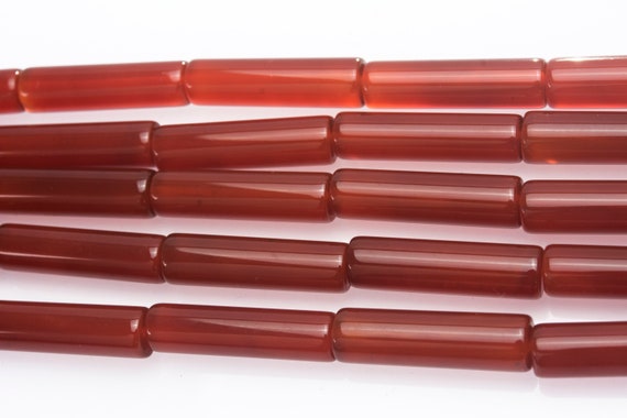 Long Red Carnelian Tube Beads - Long Tube Beads - 8x30mm Cylinder Beads - Red Stone Beads - Jewelry Making Supplies - Natural Stone