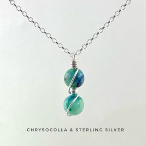 Shop Chrysocolla Necklaces! Chrysocolla necklace, 925 Sterling Silver, Tiny abstract necklace, Summer necklace | Natural genuine Chrysocolla necklaces. Buy crystal jewelry, handmade handcrafted artisan jewelry for women.  Unique handmade gift ideas. #jewelry #beadednecklaces #beadedjewelry #gift #shopping #handmadejewelry #fashion #style #product #necklaces #affiliate #ad