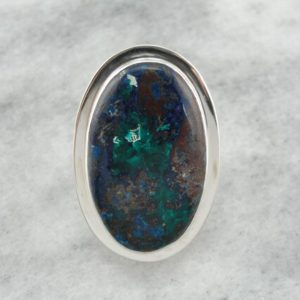 Chrysocolla Statement Ring in Sterling Silver  Y9QT00-D | Natural genuine Chrysocolla rings, simple unique handcrafted gemstone rings. #rings #jewelry #shopping #gift #handmade #fashion #style #affiliate #ad