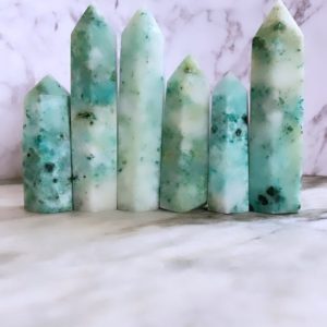 Chrysocolla Towers – Chrysocolla Obelisks – Chrysocolla points | Natural genuine stones & crystals in various shapes & sizes. Buy raw cut, tumbled, or polished gemstones for making jewelry or crystal healing energy vibration raising reiki stones. #crystals #gemstones #crystalhealing #crystalsandgemstones #energyhealing #affiliate #ad